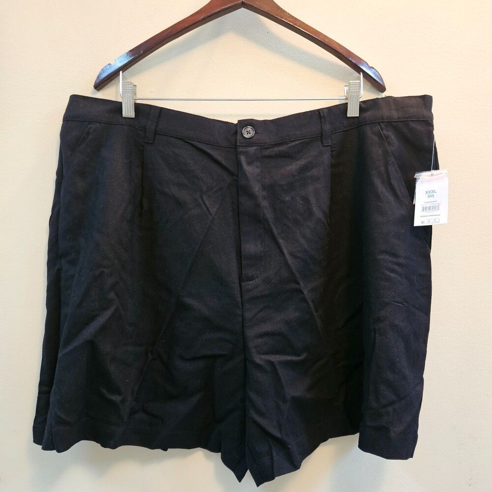 NWT Black Shorts Women SZ XXXL (22) Time & Tru Rayon Linen Blend 5" Elastic Back